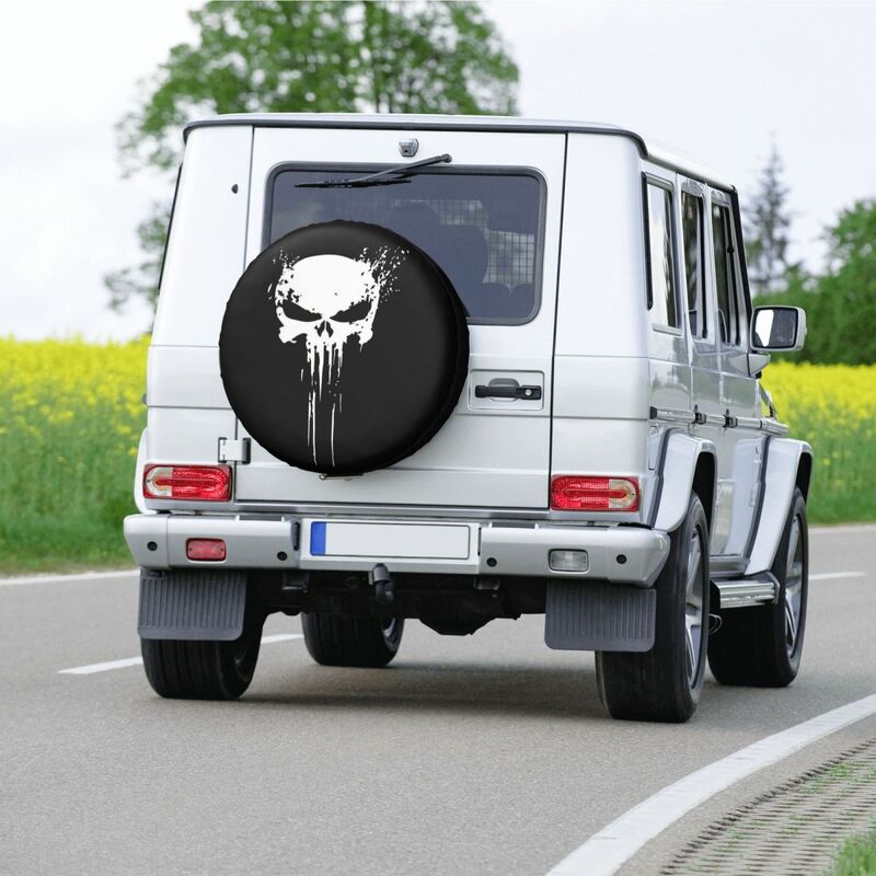 Custom Heavy Metal Punk Rock Music Skull Spare Tire Cover for Jeep Hummer Car Wheel Protectors 14" 15" 16" 17" Inch
