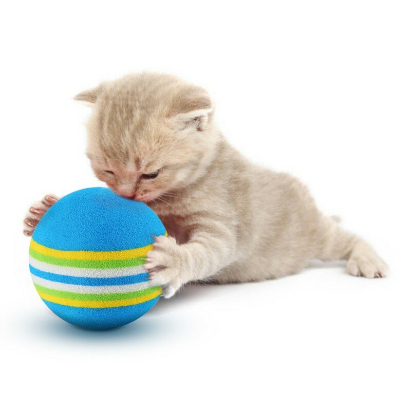 1/5/10Pcs 4.2cm Rainbow Ball Cat Toy Colorful Ball Interactive Pet Kitten Scratch Natural Foam EVA Ball Training Pet Supplies #6