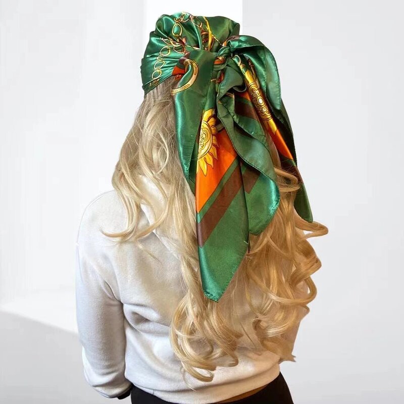 الحرير والأوشحة النساء بيزلي الفاخرة ماركة طباعة موضة أربعة مواسم رئيس/الشعر وشاح 90*90 سنتيمتر الحجاب Foulard Iuxe باندانا فام