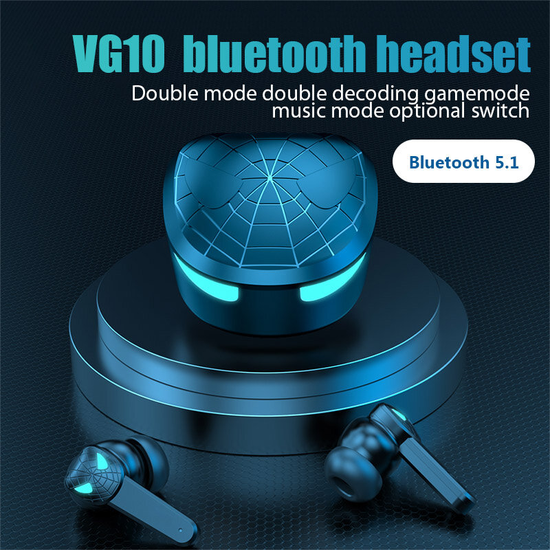 VG10 TWS سماعة بلوتوث لاسلكية عرض الألعاب LED Fone سماعات بلوتوث سماعات الألعاب مع ميكروفون الهواء سماعات لاسلكية