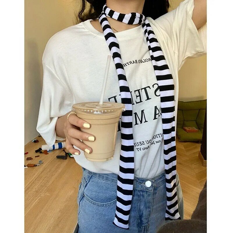 Punk Style Striped Long Scarf Women Autumn Scarves Girls Harajuku Knitted Blanket Scarf Winter Vintage Decorative Neckerchief