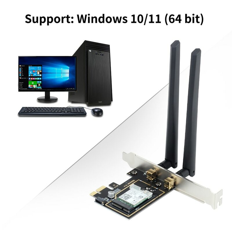 محول FENVI PCIE اللاسلكي واي فاي Mbps WiFi ax6e 210ngw G/5G/6Ghz للبلوتوث 802.11AX شبكة واي فاي PC Win10/11