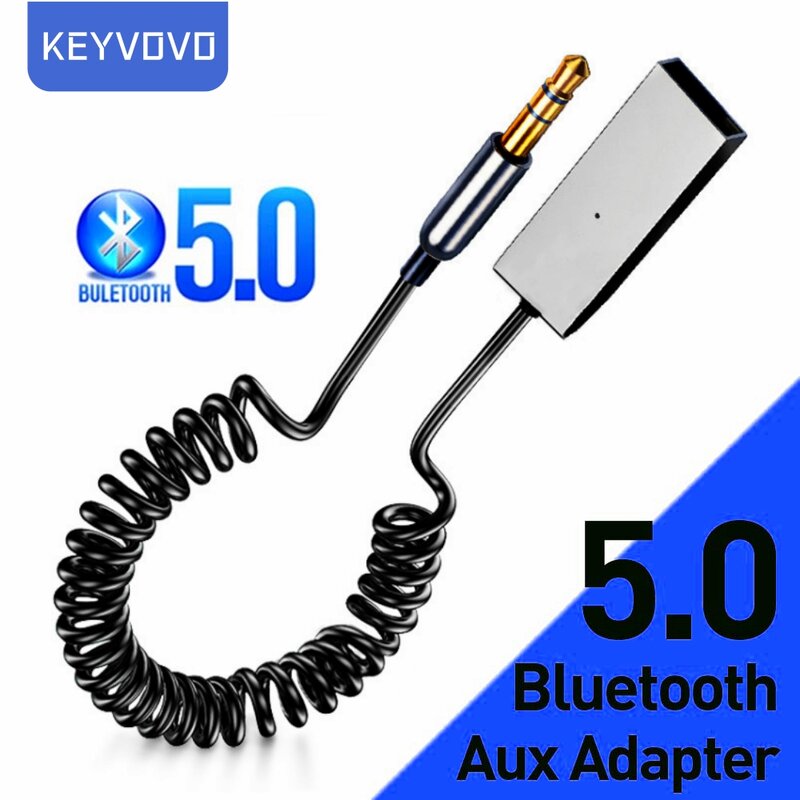 Keyvovo بلوتوث Aux محول سيارة لاسلكية استقبال USB إلى 3.5 مللي متر جاك الصوت الموسيقى Mic يدوي محول ل مكبر صوت للسيارة دونغل