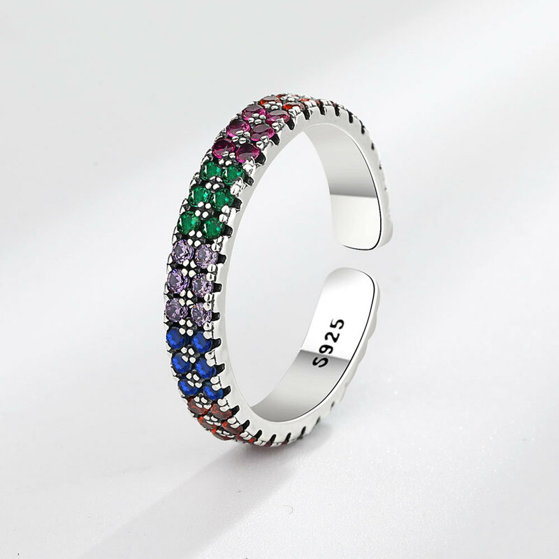 925 فضة تصميم فريد ملون الأزرق حجر خاتم للنساء مجوهرات الاصبع قابل للتعديل فتح الدائري للحزب هدية عيد #2