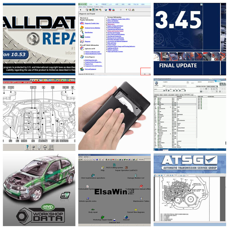 2022 جميع البيانات إصلاح السيارات البرمجيات Alldata 10.53 Mit-شل od5 البرمجيات 2015 فولت حية ورشة عمل البيانات ATSG 49n1 1 تيرا بايت hdd usb3.0