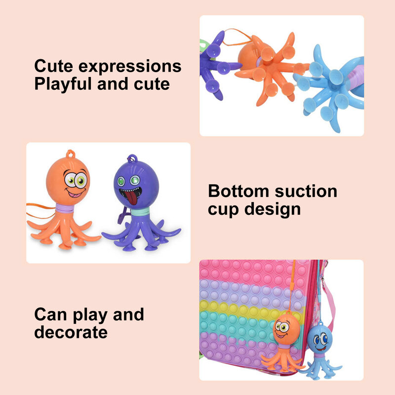 Tubes Octopus Toys Sensory Stretch Tubes with Funny Expression Suction Cup LED Light New Stress Relief Gift for Kids Party