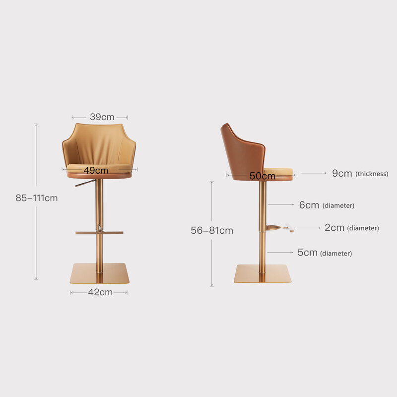 عداد ارتفاع بار البراز مع الظهر ، كرسي دوار قابل للتعديل الحديثة مع الساقين الفولاذ المقاوم للصدأ مصقول طاولة مطبخ #4