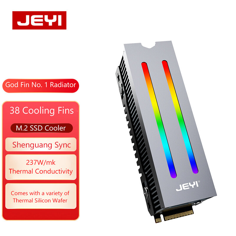 JEYI M.2 NGFF 2280 SSD المبرد RGB Aura مزامنة مع 237 واط/mk منصات الحرارية سبائك الألومنيوم M2 2280 SSD المبرد ملحقات الكمبيوتر