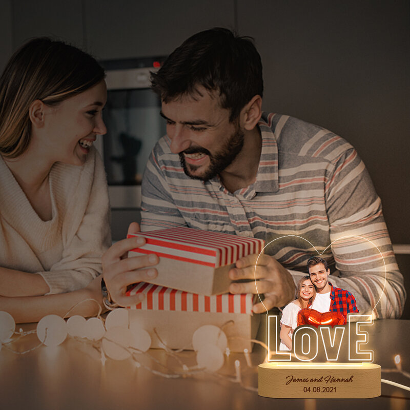 أضواء ليلية مخصصة شخصية هدايا المناسبات عيد ميلاد زوجين عشاق اللون صور إنيفيرساير الديكور أباجورة
