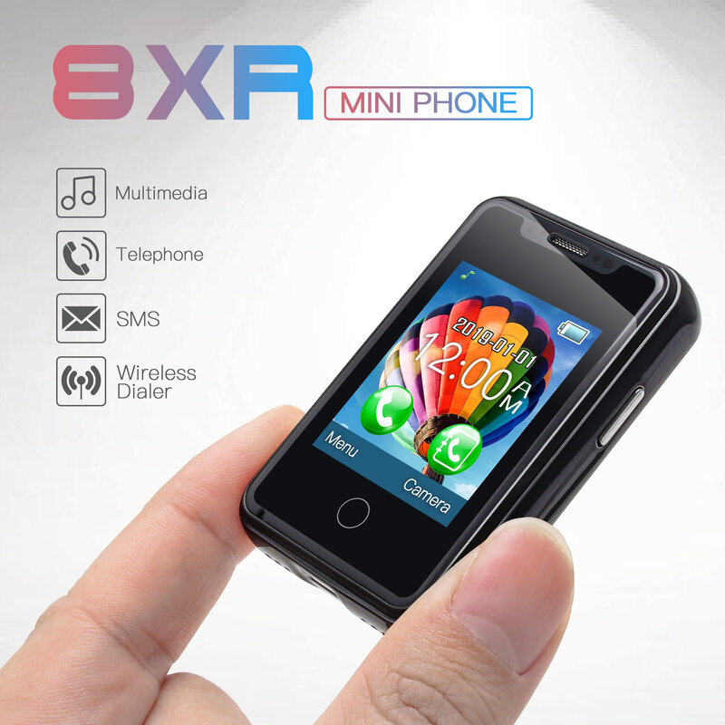 UNIWA 8XR 2G GSM ميزة الهاتف 1.77 بوصة تعمل باللمس هاتف محمول صغير MTK6261D 350mAh يدعم لغات متعددة