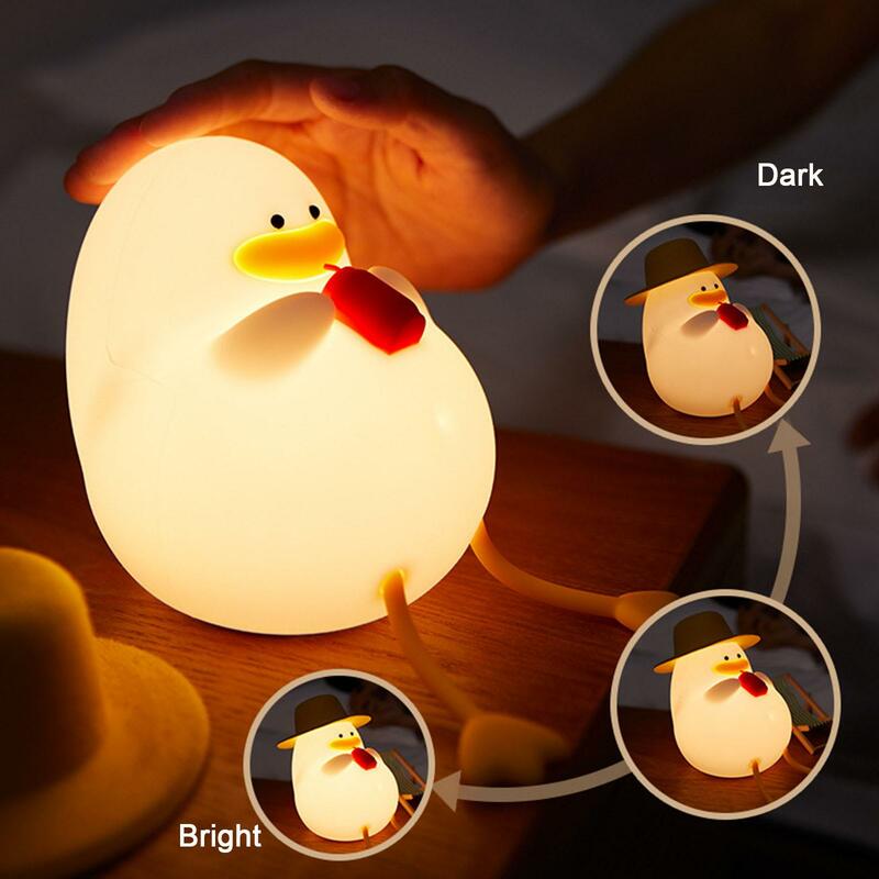 LED Lying Flat Duck Silicone Night Light USB Charging Bedside with Sleep Night Light Pat Dimming Atmosphere Table Lamp Gift #5