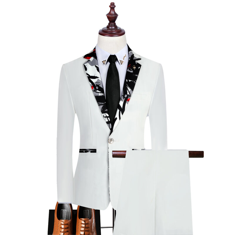 High Quality (Blazer + Trousers) Men's British Style Elegant Fashion Simple Business Casual Gentleman Slim Formal Suit 2 Pieces