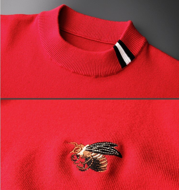 New 2022 Men Luxury gentleman Cotton embroidery Bee Striped Casual Sweaters pullover Asian Plug Size High quality Drake #M100 #6