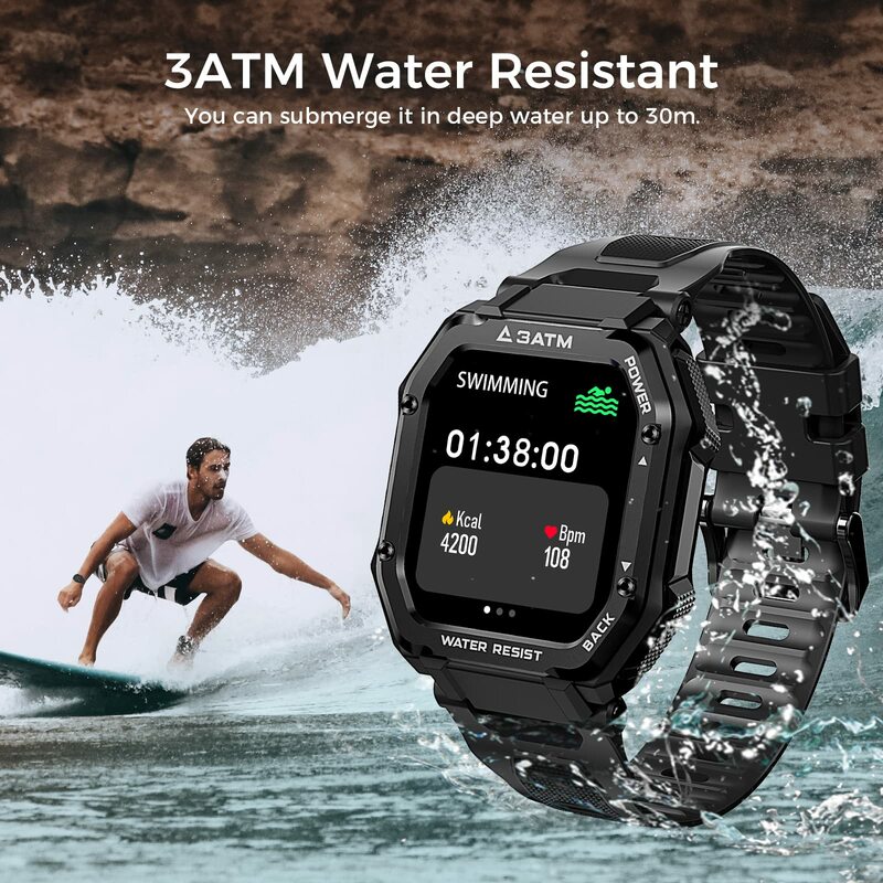 KOSPET 2021 ساعة ذكية روك وعرة ساعة للرجال الرياضة في الهواء الطلق مقاوم للماء جهاز تعقب للياقة البدنية ضغط الدم رصد smartwatch