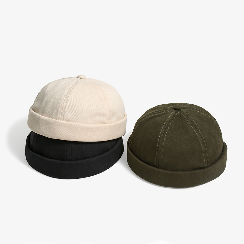 Brimless قبعة للرجال النساء المجهزة القطن بونيه Skullcap الأحمر الصغير الشباب الصيف الأسود Brimless قبعة دوكر بحار ساعة قبعة صغيرة