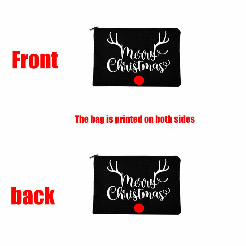 Merry Christmas Gift for Her HO HO HO Print Makeup Bags Cosmetic Bag Travel Organizer Make Up Bag  Fashion Canvas Cosmetic Cases
