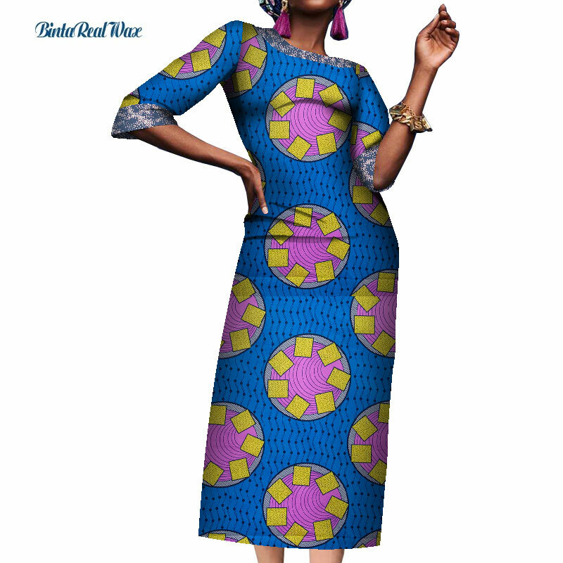 الأفريقية طباعة فساتين للنساء بازان الثراء زين فوا طويل فساتين حزب Vestidos التقليدي الأفريقي الملابس WY8265