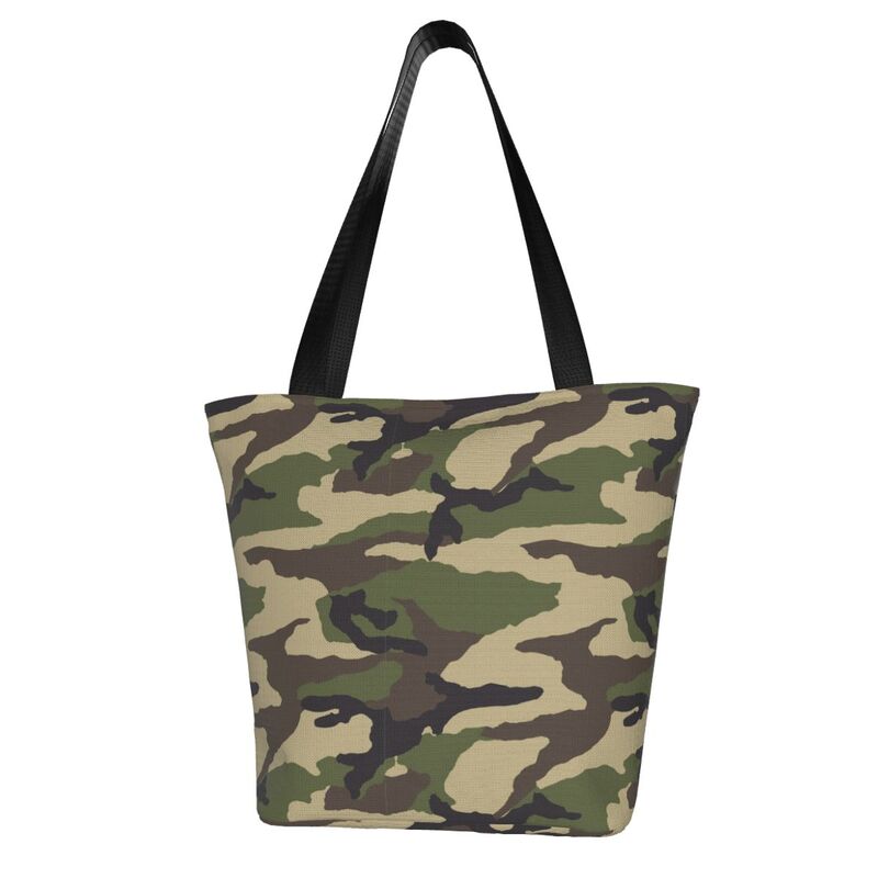 الكلاسيكية العسكرية كامو حقيبة تسوق الغابة التمويه في الهواء الطلق امرأة حقيبة يد الموضة أكياس البوليستر قابلة لإعادة الاستخدام