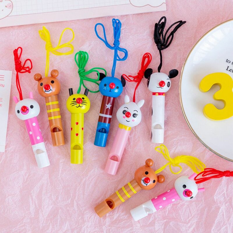 Cute Creative Party Favors Decor Animal Shape Wooden Whistles Baby Shower Noice Maker Kids Birthday Gifts Children Toys