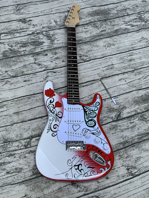 مخصص الأحمر جيمي هندريكس مونتيري الغيتار الكهربائي ، خشب الورد فريتس