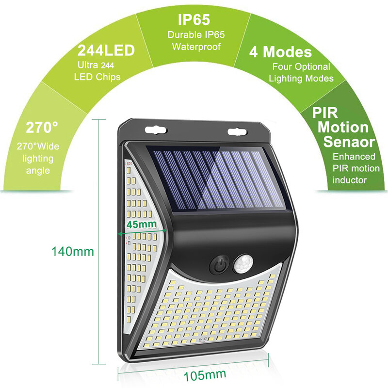 Goodland 222 كشافات تعمل بالطاقة الشمسية للهواء الطلق LED مصباح للطاقة الشمسية مع محس حركة مقاوم للماء الطاقة أشعة الشمس لتزيين الحديقة في الهواء ا...