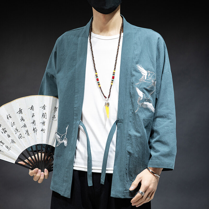 ثوب الكيمونو الياباني سترة التقليدية رافعة التطريز الرجال سترة الملابس الآسيوية الساموراي يوكاتا هاوري الشارع العلوي الهيب هوب ارتداء