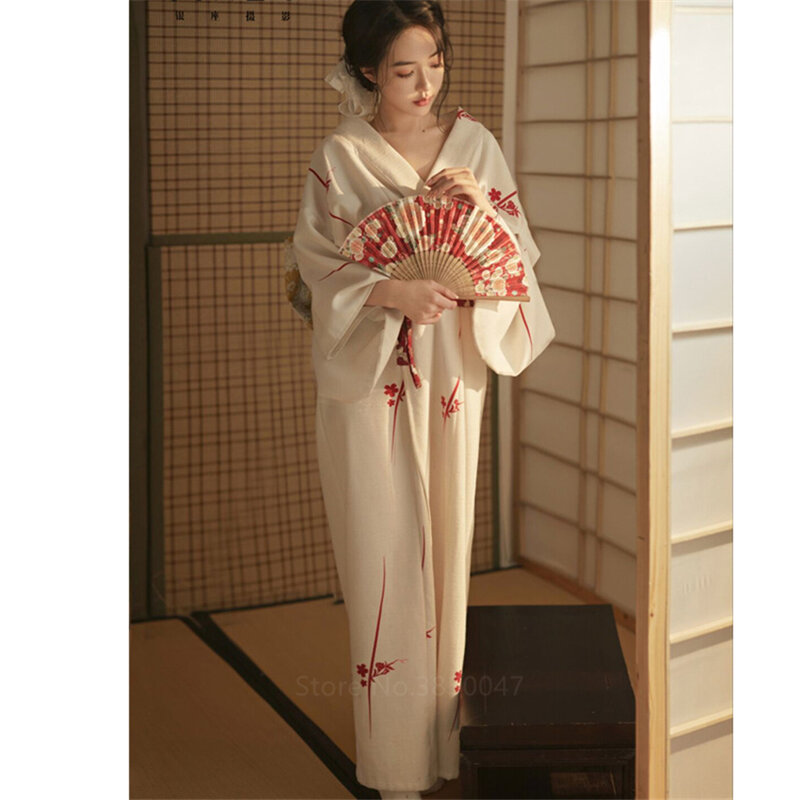 Japanese Style Traditional Kimono Casual Samurai Women Ladies Geisha White Haori Yukata Bowknot High Quality Trend Loose Clothe