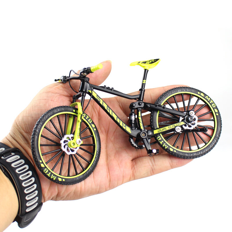 دراجة هوائية صغيرة مصنوعة من السبائك بمقياس 1:10 موديل Diecast دراجة سباق جبلية قابلة للطي مجموعة من الحلي للأطفال