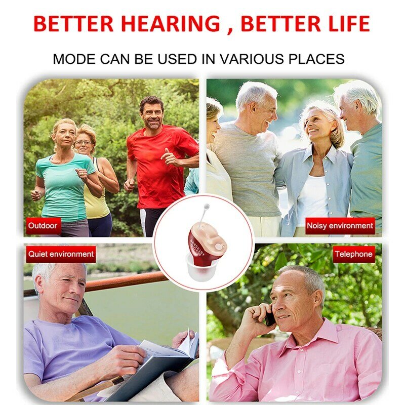 مكبر صوت رقمي لاسلكي صغير غير مرئي للمساعدة على تقوية السمع أدوات السمع للصمم كبار السن جهاز تقوية السمع
