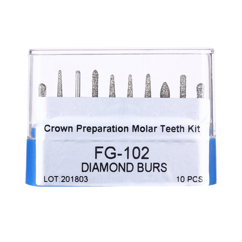 JOY الأسنان الأسنان الماس بور عدة مع صندوق تخزين وظائف مختلفة اختياري صالح للقبضة عالية السرعة 10 قطعة/الحزمة