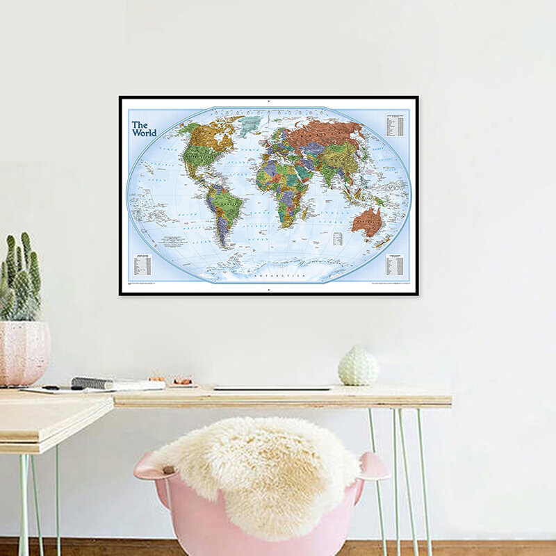 84x59 سنتيمتر منتظم خريطة العالم بدون العلم الوطني اللوحة الفن خلفية القماش غرفة المعيشة المنزلي الديكور اللوازم المكتبية