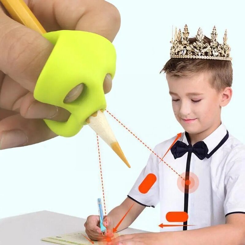 3 Finger Silicone Pencil Pen Holder Children Writing Correction 3 Aid Learning Piece/ Posture Tool Grip Set Stationery Devi V0s1