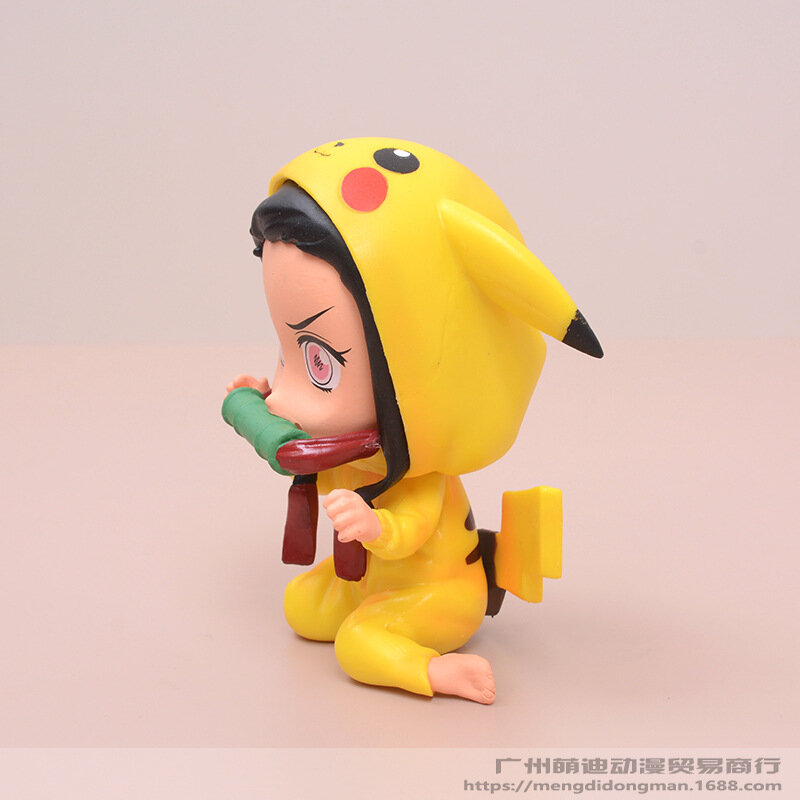 Pokemon Anime Figures Demon Slayer Nezuko Cosplay Pikachu Dressup PVC Doll Toys Desktop Ornaments Collectibles Birthday Gifts #2