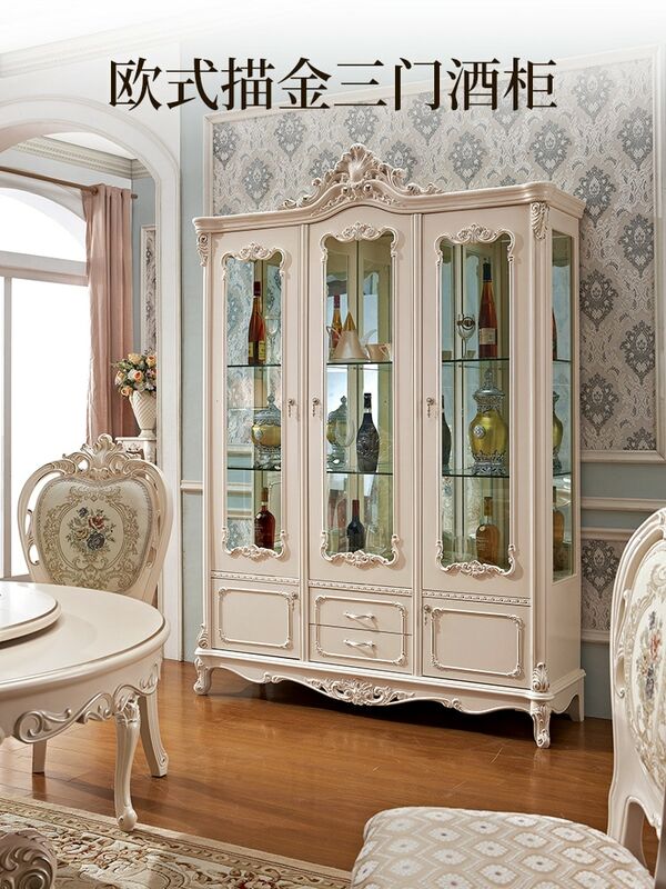 High-quality European-style High-grade Solid Wood Wine Cabinet, Sideboard, Storage Cabinet, Three-door Wine Cabinet #6