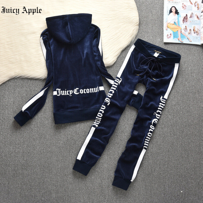 Juicy Apple For Women Loose Sweatsuits Sets 2 Piece Outfits Long Sleeve Zipper Jacket Workout Tracksuits New Fashion Lounge Sets