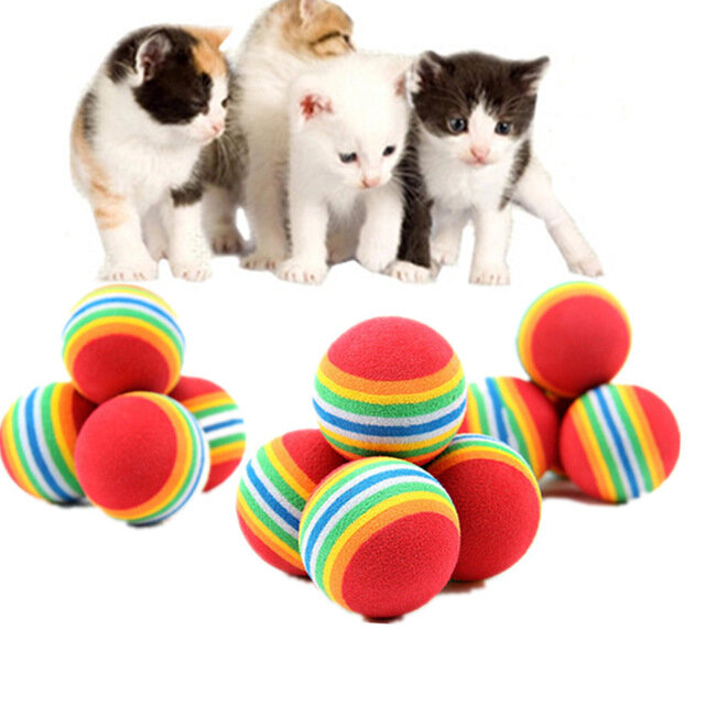 1/5/10Pcs 4.2cm Rainbow Ball Cat Toy Colorful Ball Interactive Pet Kitten Scratch Natural Foam EVA Ball Training Pet Supplies #5