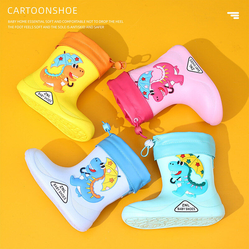 طفل حجم Rainboots الكلاسيكية مقاوم للماء حذاء للأطفال أحذية مطر للأطفال أحذية نصف رقبة من المطاط الاطفال الصبي ثلاثية الأبعاد أحذية ماء الكرتون