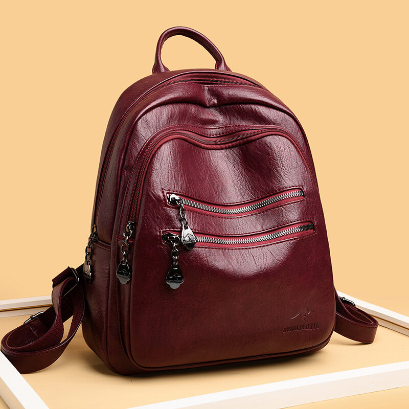 عالية الجودة جلد النساء على ظهره حقيبة ظهر الطالب عادية سعة كبيرة حقيبة السفر الحقائب المدرسية للمراهقات Mochila