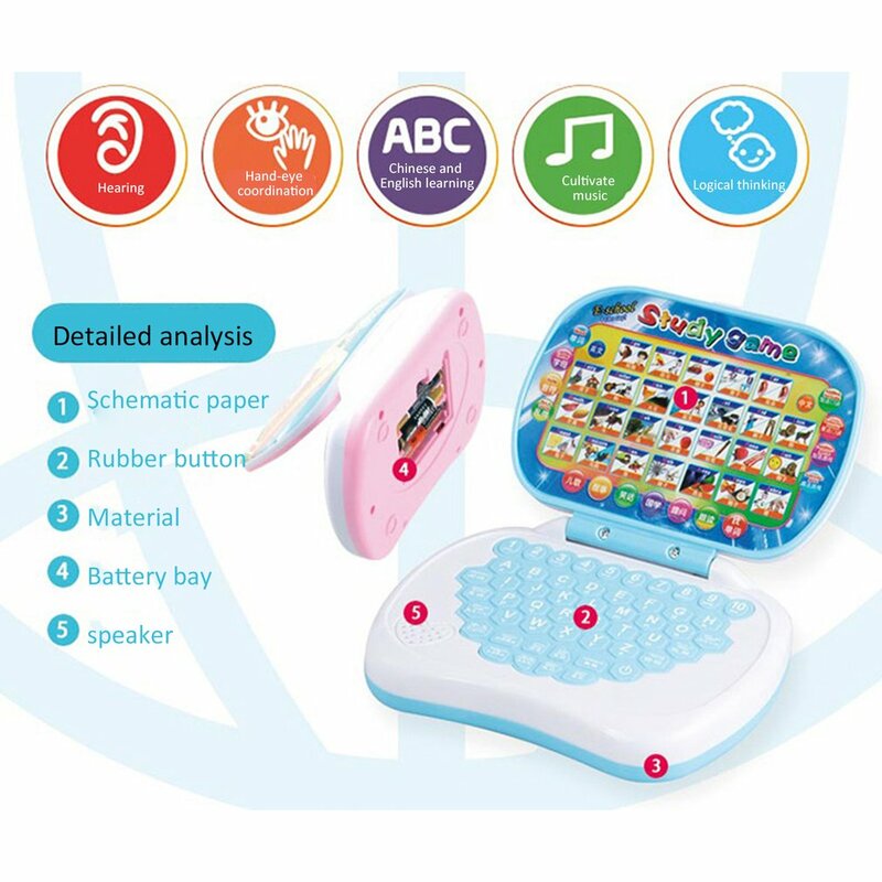 التعليم المبكر لعبة تعليمية للأطفال آلة كمبيوتر محمول متعددة الوظائف الأبجدية الموسيقى لعبة Phonetic اللغة الصوت لعبة طفل التحكم