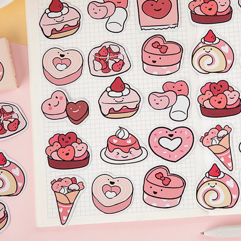 45 قطعة ملصقات صندوق سلسلة الغذاء الحلو الإبداعية لطيف الكرتون الحلوى ملصقا تقشر