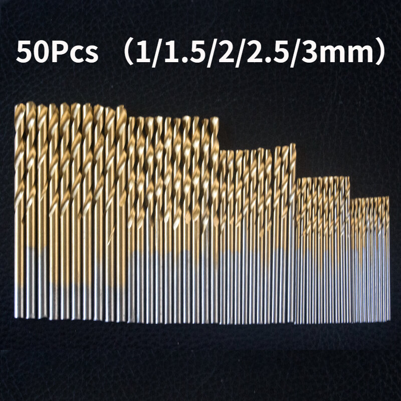 50 قطعة المهنية التيتانيوم المغلفة لقمة ثقب HSS عالية السرعة الصلب لقمة ثقب مجموعة أداة عالية الجودة أدوات كهربائية 1/1.5/2/2.5/3 مللي متر
