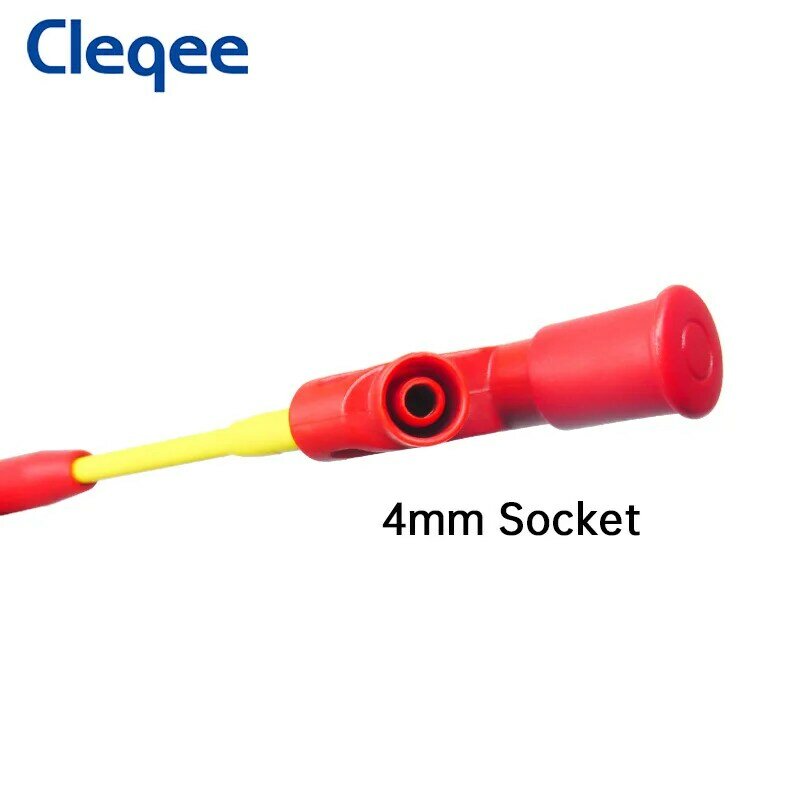 Cleqee P5005 2 قطعة المهنية سلك ثقب التحقيق الإبر المتعدد اختبار هوك كليب مع 4 مللي متر المقبس 10A