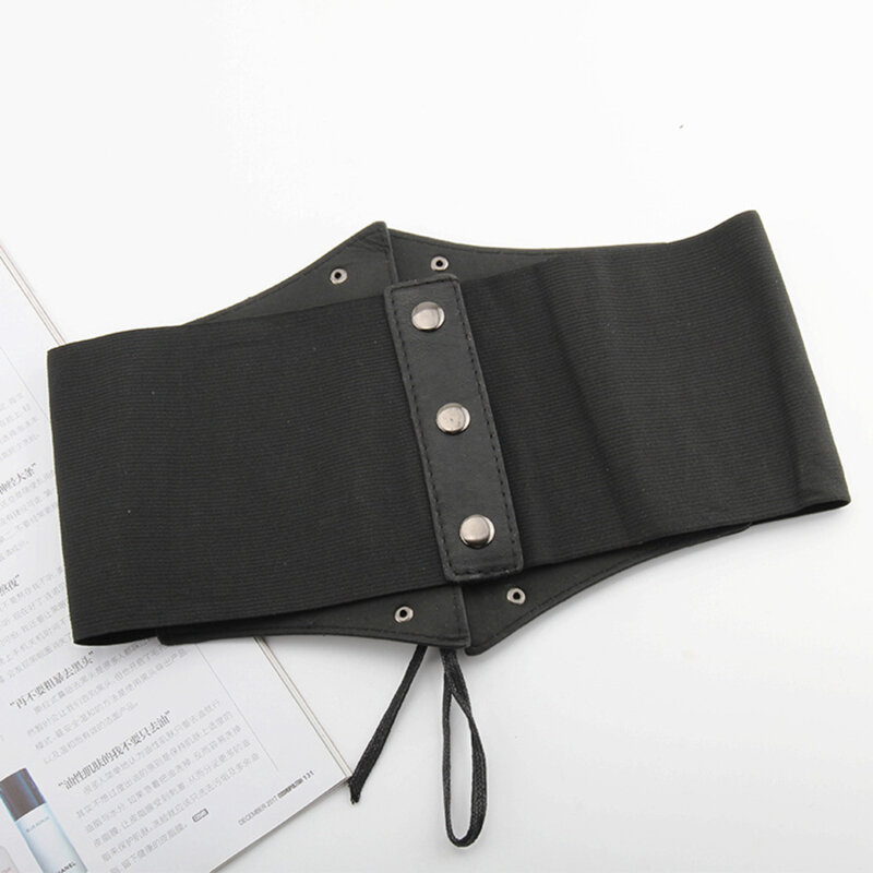 مشد جديد الشرير الأسود حزام عريض بولي Leather جلدية التخسيس أحزمة الجسم للنساء مرونة عالية حزام خصر Cummerbunds الإناث