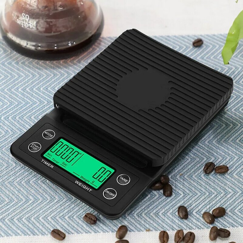 مقياس لإسقاط القهوة السوداء بدقة 1 ، مقياس إسقاط القهوة g مع مؤقت مقياس رقمي للمطبخ ، مقياس LCD عالي الدقة