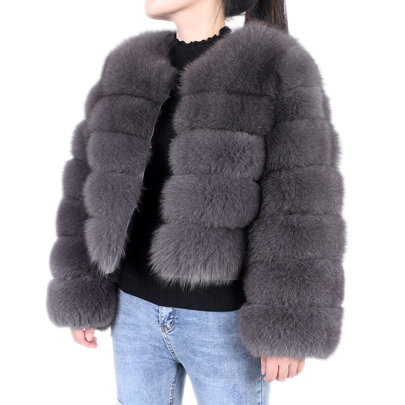 Fashion New Natural Real Fox Fur Coat For Women Warm Thicken Solid Vest Jackets Winter Women's Slim Overcoats Sleeve Removal
