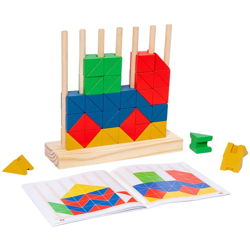 مكعبات بناء مثلث هندسي خشبي كلاسيكي للأطفال ، نشاط ما قبل المدرسة ، أعمار 3 سنوات ، ألعاب سفر ، هدية العيد #4