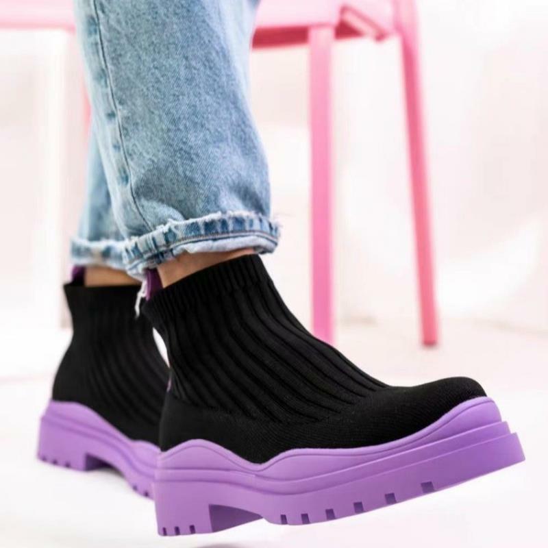 2022 النساء أحذية رياضية حذاء مسطح السيدات فلكنيز مكتنزة أحذية رياضية جورب المرأة أحذية الانزلاق على أحذية امرأة Zapatillas Mujer