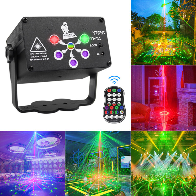 USB Rechargeable Led Laser Projector Lights RGB UV DJ Sound Party Disco Light for Wedding Birthday Party Lamp