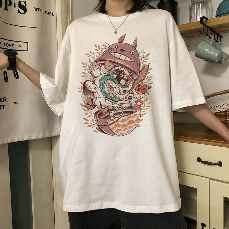 Totoro Harajuku Gothic Summer Anime Print T Shirt Women Cartoon Tops Woman Tshirts Female Casual Oversized T Shirt Women Clothes