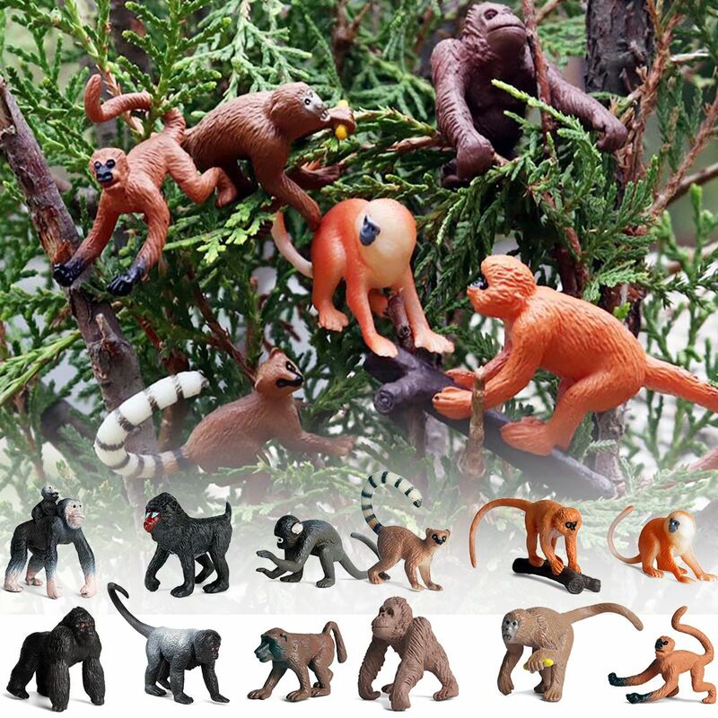 مجسم مجسم مجسم محاكاة لحيوانات برية من ماندريل شمبانزي غوريلا جيبون القرد مجموعة ألعاب تعليمية تمثال
